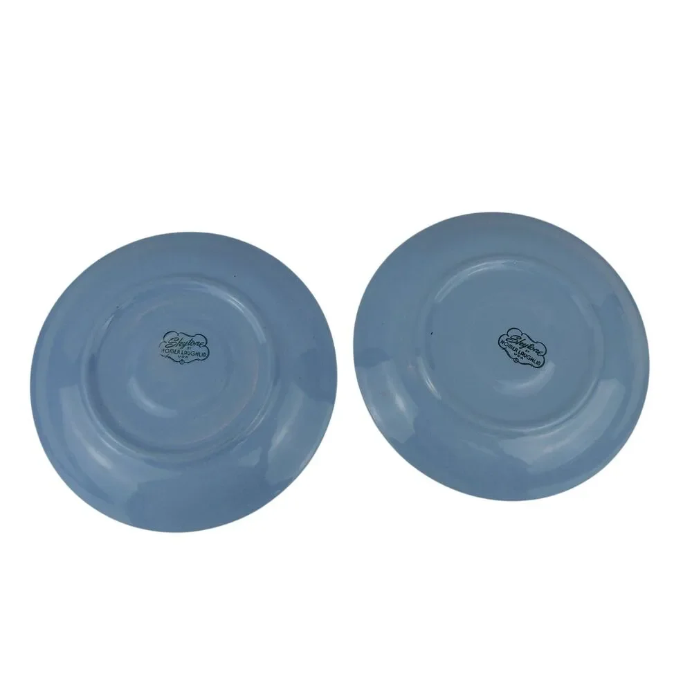 Homer Laughlin Skytone Set Of 2 Cups & Saucers Sky Blue White